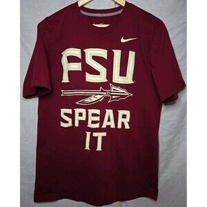 FSU Florida State Seminoles Nike Standard Fit T-Shirt, Sz Lg, Spear It Maroon